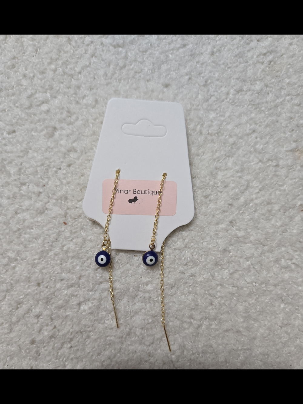 Gold Chain Earrings with Blue Evil Eye